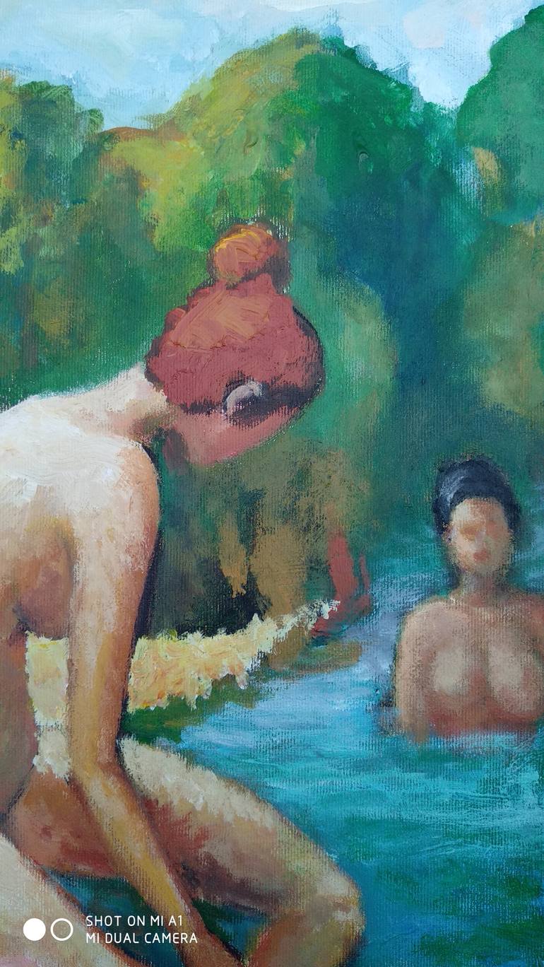 Original Impressionism Nude Painting by Florina Ravariu