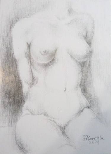 Nude woman 1 silverpoint goldpoint drawing on wood thumb
