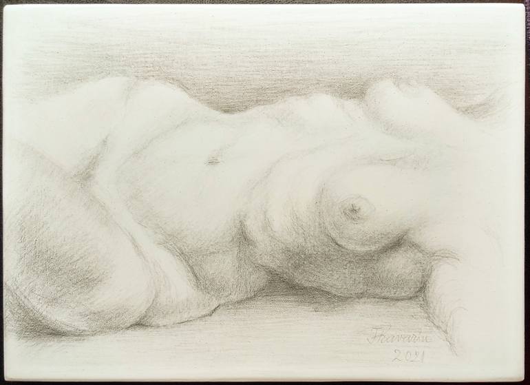 Original Figurative Nude Drawing by Florina Ravariu