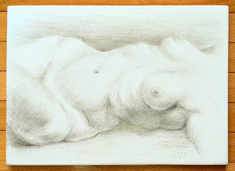 Original Figurative Nude Drawing by Florina Ravariu