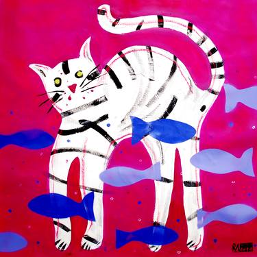 Print of Cats Paintings by Marta Dimitrova