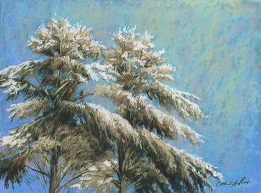 Solstice Snowy Tree Pastel Painting thumb