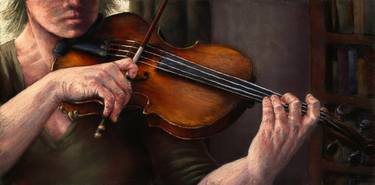 The Fiddler Pastel Painting | Violin Musician Hand Portrait thumb
