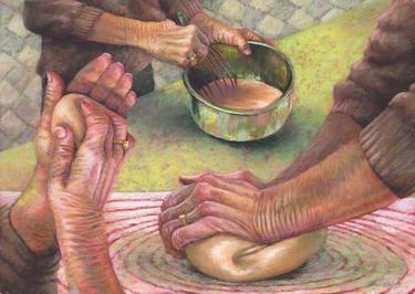 Baking Day With Grandma Pastel Painting of Hands thumb