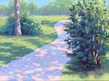 River Walk Dappled Sunlit Path | Landscape Pastel Painting thumb