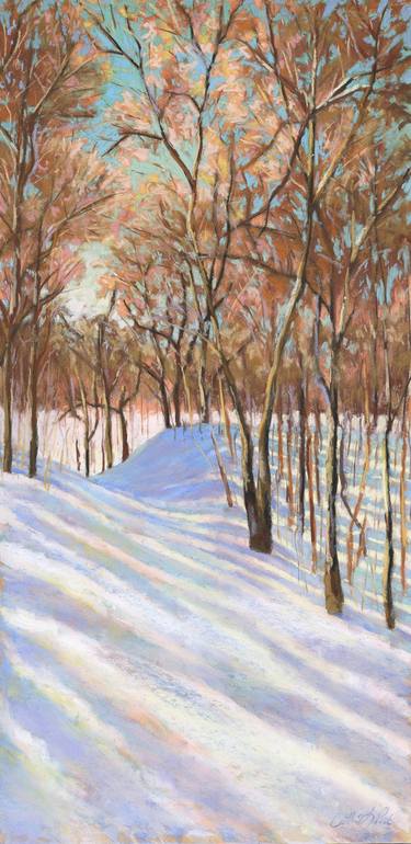Winter Walk Through the Woods Pastel Painting thumb