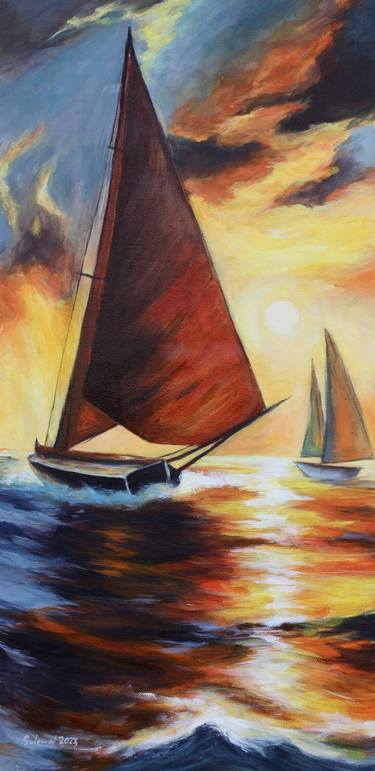Print of Realism Seascape Paintings by Muhammad Suleman Rehman
