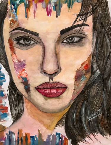 Angelina jolie watercolor portrait thumb