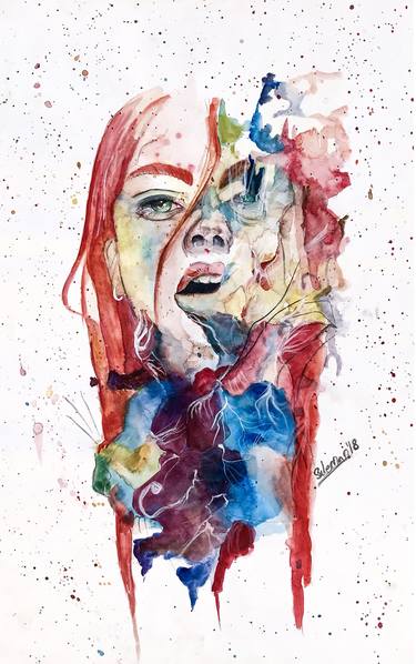 Disintegrated portrait watercolor thumb