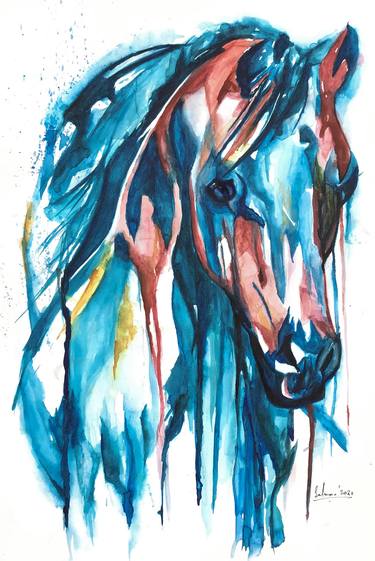 Original Figurative Horse Paintings by Muhammad Suleman Rehman