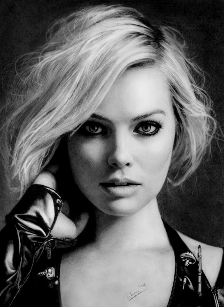 Margot Robbie portrait Drawing by Muhammad Suleman Rehman | Saatchi Art