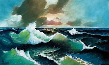 Print of Seascape Paintings by Muhammad Suleman Rehman