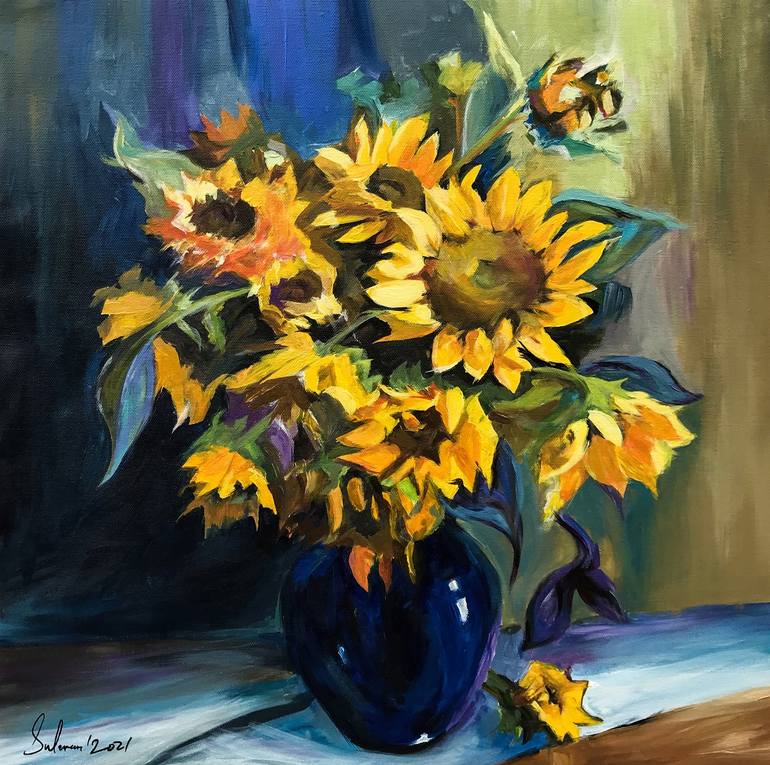 Living sunflowers Painting by Muhammad Suleman Rehman | Saatchi Art