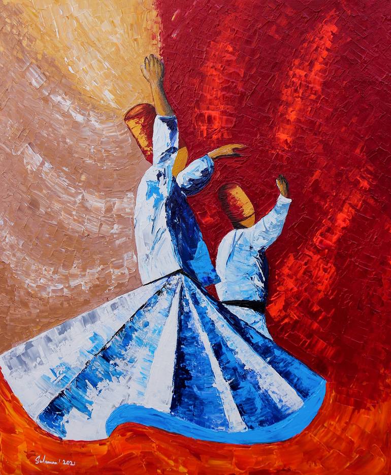 Sufi Placidity Rumi Whirling Dervish Painting By Suleman Rehman ...