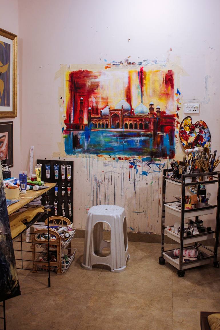 Original Abstract Architecture Painting by Muhammad Suleman Rehman