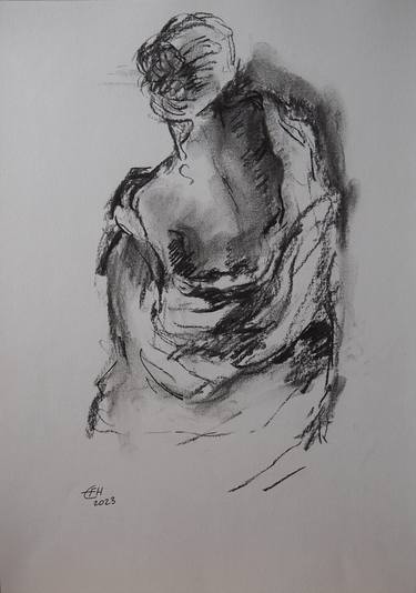 Original Expressionism People Drawings by Ellen Fasthuber-Huemer