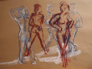 Original Expressionism Nude Drawings by Ellen Fasthuber-Huemer