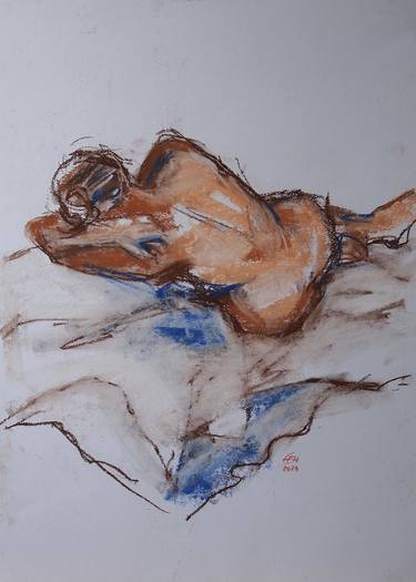 Original Expressionism Nude Drawings by Ellen Fasthuber-Huemer 