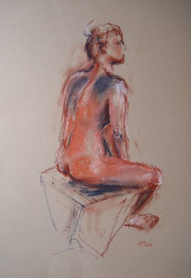 Original Expressionism Nude Drawings by Ellen Fasthuber-Huemer