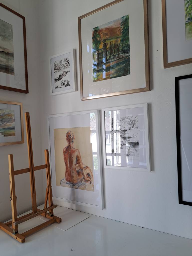 Original Classicism Nude Drawing by Ellen Fasthuber-Huemer 