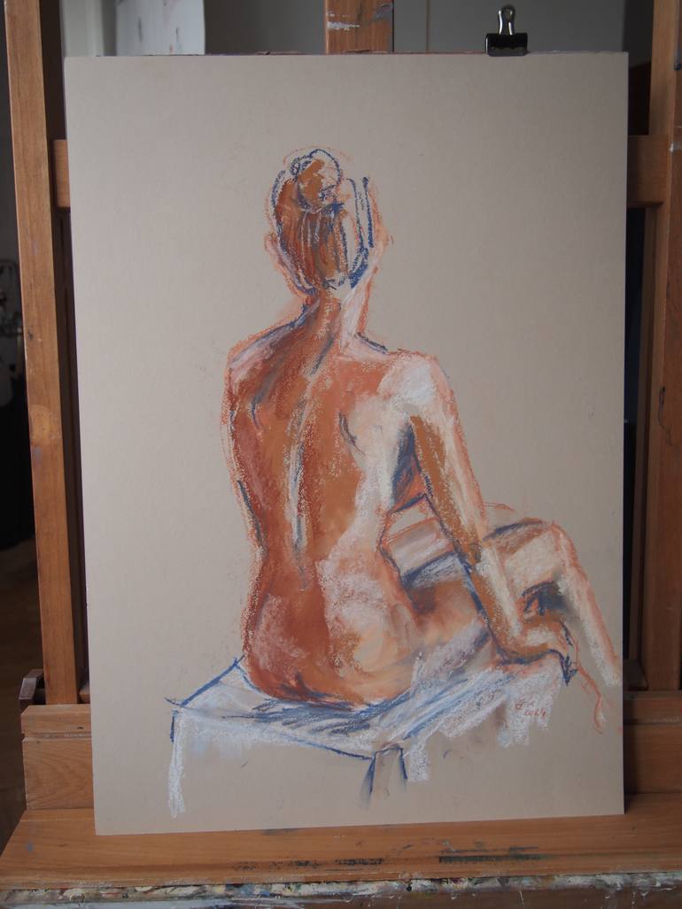 Original Classicism Nude Drawing by Ellen Fasthuber-Huemer 