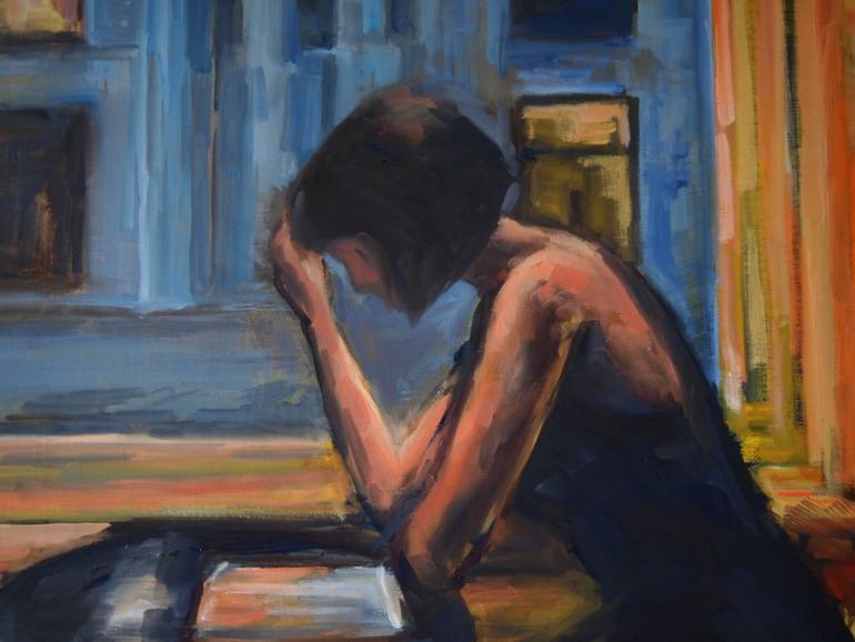 Original Expressionism People Painting by Ellen Fasthuber-Huemer 