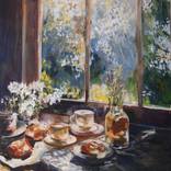 Spring Window, Coffee Time by Ellen Fasthuber-Huemer