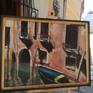 Summerlight and shadows in venice at summertime,painted with oil on wood.