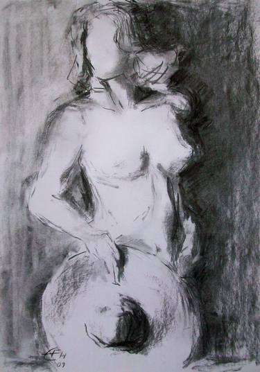 Original Impressionism Nude Drawings by Ellen Fasthuber-Huemer