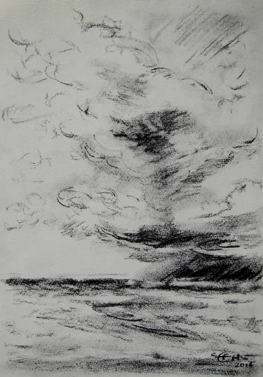 Print of Impressionism Seascape Drawings by Ellen Fasthuber-Huemer