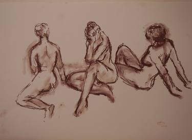 Original Impressionism Nude Drawings by Ellen Fasthuber-Huemer