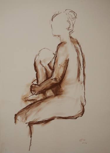 Original Impressionism Nude Drawings by Ellen Fasthuber-Huemer