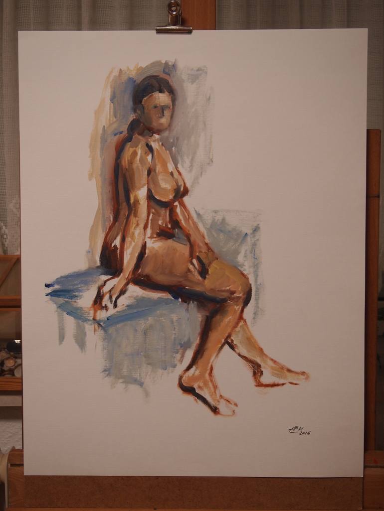 Original Impressionism Nude Painting by Ellen Fasthuber-Huemer 