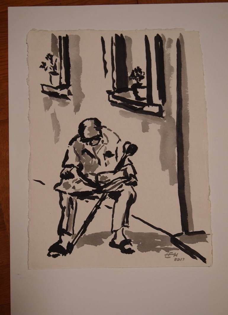 Original Impressionism People Painting by Ellen Fasthuber-Huemer 