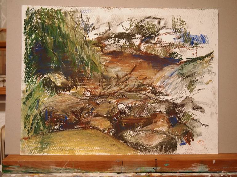 Original Fine Art Landscape Drawing by Ellen Fasthuber-Huemer 