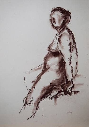 Original Figurative Nude Drawings by Ellen Fasthuber-Huemer