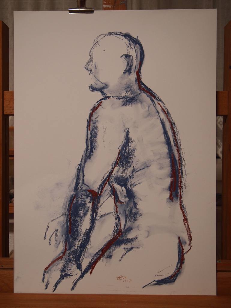 Original Impressionism Nude Drawing by Ellen Fasthuber-Huemer 