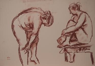 Original Figurative Nude Drawings by Ellen Fasthuber-Huemer