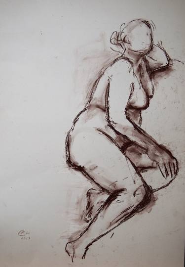 Original Realism Nude Drawings by Ellen Fasthuber-Huemer