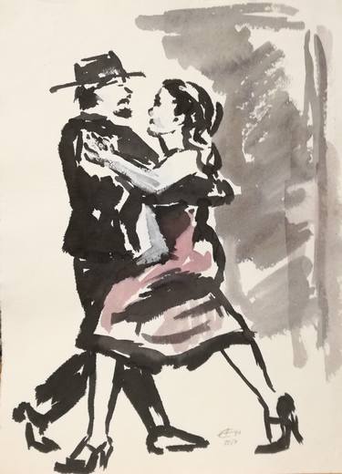 Tango Dancers Nr.2   Tuschmalerei thumb