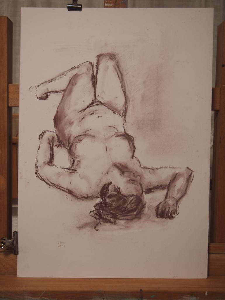 Original Fine Art Nude Drawing by Ellen Fasthuber-Huemer 