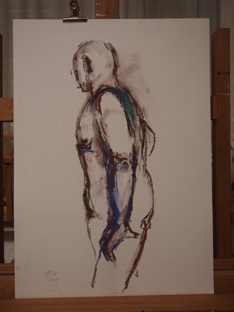 Original Figurative Nude Drawing by Ellen Fasthuber-Huemer 