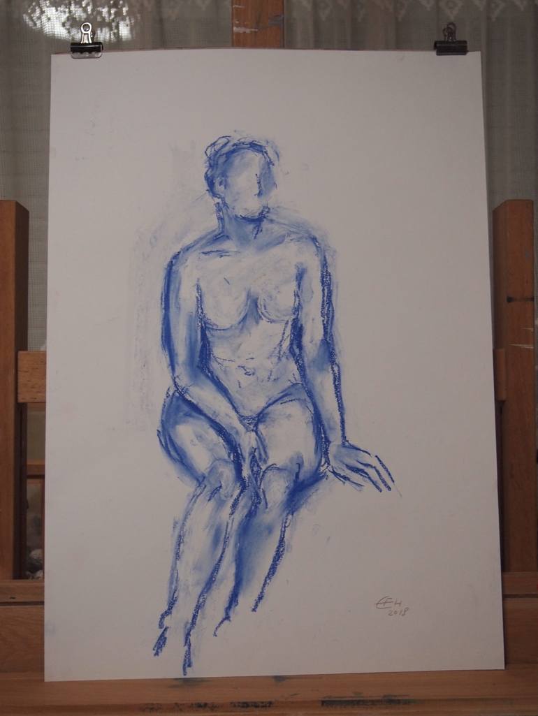 Original Expressionism Nude Drawing by Ellen Fasthuber-Huemer 