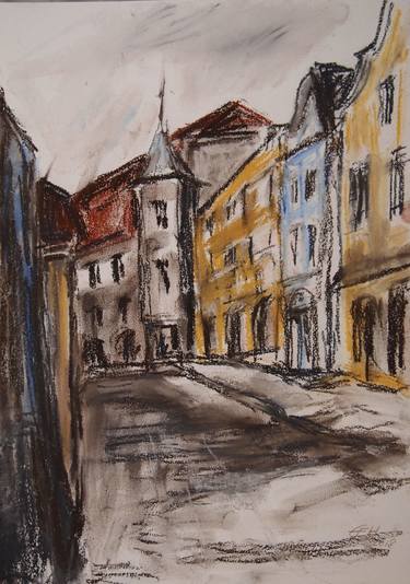 Original Expressionism Cities Drawings by Ellen Fasthuber-Huemer