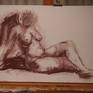 Another nude study of a sitting woman, created in the studio.