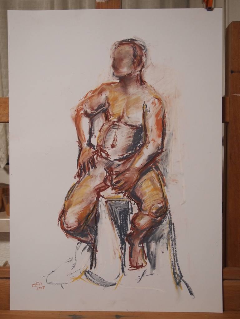 Original Expressionism Nude Drawing by Ellen Fasthuber-Huemer 