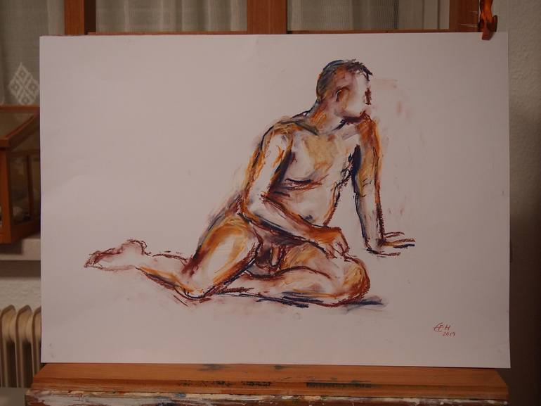 Original Nude Drawing by Ellen Fasthuber-Huemer 