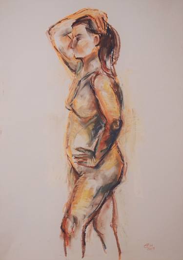 Original Figurative Nude Drawings by Ellen Fasthuber-Huemer