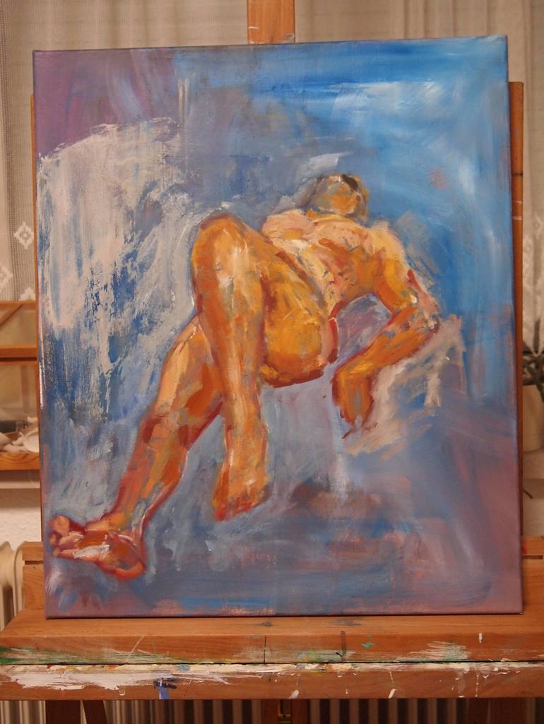 Original Expressionism Nude Painting by Ellen Fasthuber-Huemer 