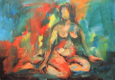 Original Expressionism Nude Paintings by Ellen Fasthuber-Huemer